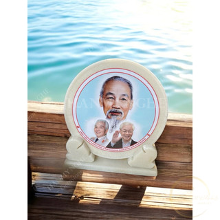 Đĩa đá in ảnh Bác Hồ - Bác Trọng - Bác Giáp 25cm -30 cm HANMYNGHE