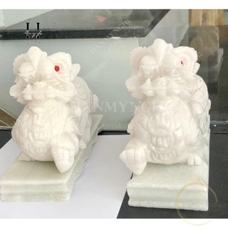 Đôi tỳ hưu đá non nước 20 cm màu trắng HANMYNGHE