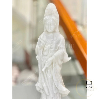 Tượng phật quan âm toạ sen đứng đá tự nhiên cao 40 cm HANMYNGHE