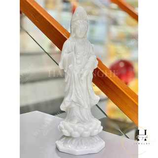 Tượng phật quan âm toạ sen đứng đá tự nhiên cao 40 cm HANMYNGHE