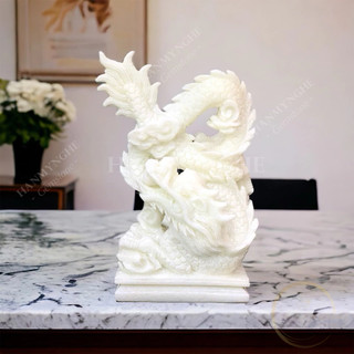 Cặp rồng đá trắng cao 30 cm HANMYNGHE