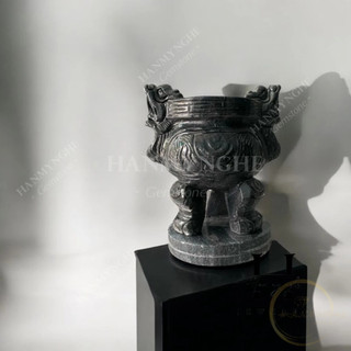 lư hương chạm rồng đá tự nhiên cao 23cm HANMYNGHE