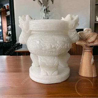 Lư hương chạm rồng đá non nước 20 cm HANMYNGHE