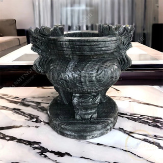 Lư hương chạm rồng đá non nước 20 cm HANMYNGHE