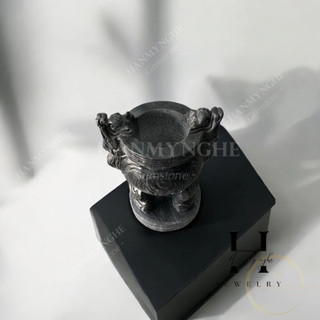 lư hương chạm rồng đá tự nhiên cao 23cm HANMYNGHE