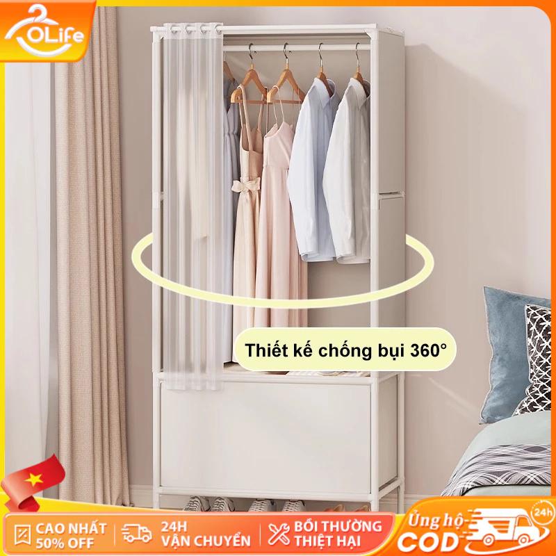 𝐎𝐥𝐢𝐟𝐞Giá Treo Quần Áo Có Vách Ngăn Chắn Mẫu Mới Đồ Treo Quần Áo Đa Năng Mới Giá Phơi Quần Áo Cao Cấp Dễ Lắp Ráp