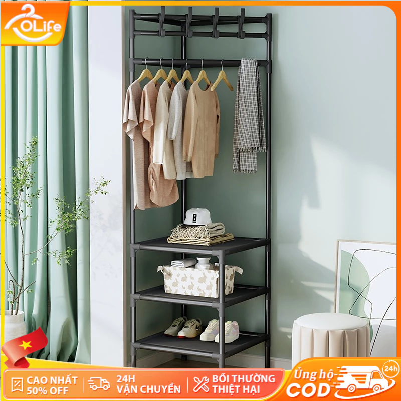 𝐎𝐥𝐢𝐟𝐞 Kệ Góc Tường Phòng Ngủ Giá Treo Áo Kệ Chữ V Đa Năng Kệ Treo Quần Áo Đen/ Trắng
