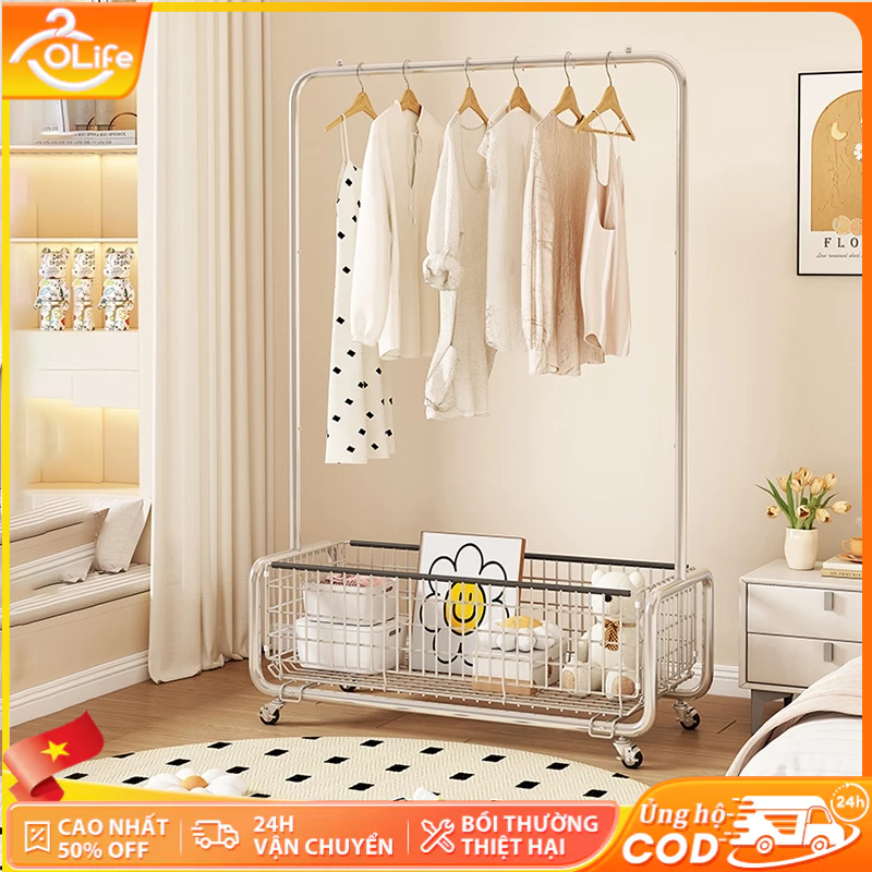 𝐎𝐥𝐢𝐟𝐞 Giá Treo Quần Áo Thể Kệ Treo Quần Áo Thời Trang Giỏ Đựng Đồ Giá Treo Đồ Có Thể Di Chuyển
