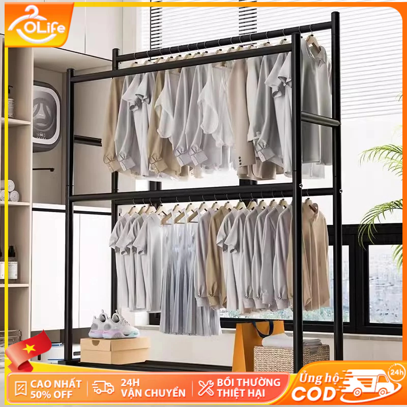 𝐎𝐥𝐢𝐟𝐞Kệ Treo Quần Ao 2 Tầng Móc Treo Quần Áo Đa Năng Khả Năng Chịu Tải Mạnh Mẽ Giá Treo Quần Áo Ổn Định Và Bền Bỉ