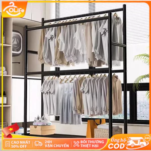 𝐎𝐥𝐢𝐟𝐞Kệ Treo Quần Ao 2 Tầng Móc Treo Quần Áo Đa Năng Khả Năng Chịu Tải Mạnh Mẽ Giá Treo Quần Áo Ổn Định Và Bền Bỉ