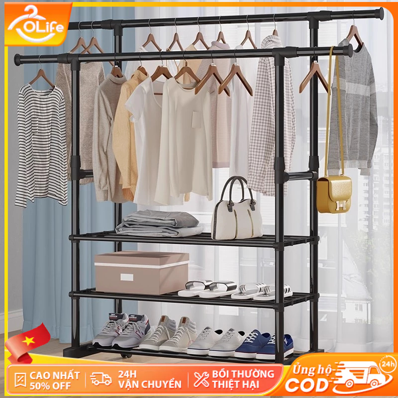 𝐎𝐥𝐢𝐟𝐞 Kệ Treo Quần Ao Đa Dạng Giá Treo Quần Áo Có Thể Mở Rộng Giá Treo Quần Áo Có Bánh Xe Di Chuyển