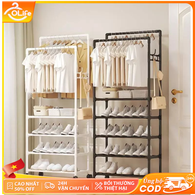𝐎𝐥𝐢𝐟𝐞 Kệ Đựng Đồ Đa Năng Mẫu Mới Kệ Để Giày Dép Công Suất Lớn Xào Đồ Treo Quần Áo Có Bánh Xe Giá Để Giày Và Mũ