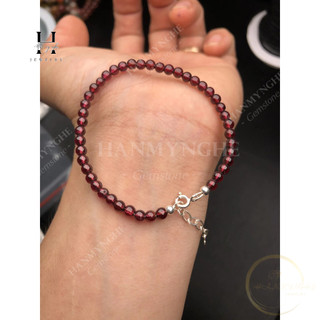 vòng tay mini garnet 4mm lõi dây bạc siêu xinh