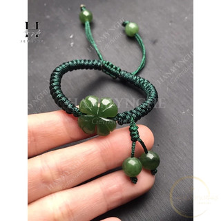 Vòng tay đá nephrite cỏ 4 lá HANMYNGHE