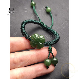 Vòng tay đá nephrite cỏ 4 lá HANMYNGHE