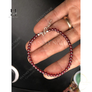 vòng tay mini garnet 4mm lõi dây bạc siêu xinh