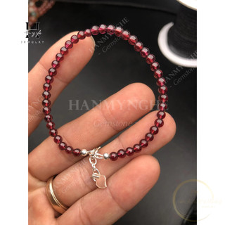 vòng tay mini garnet 4mm lõi dây bạc siêu xinh