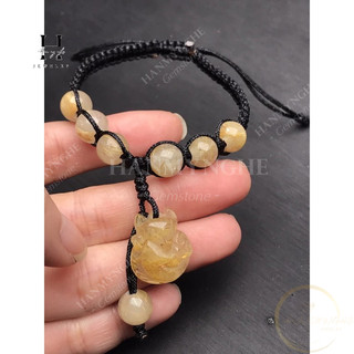 vòng tay tóc vàng mix hồ ly đan dây đen