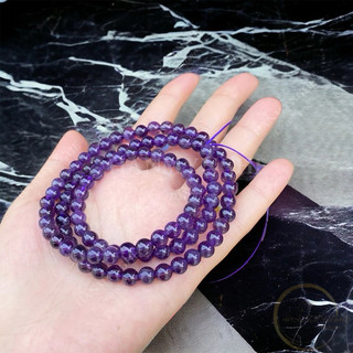 Vòng tay đá thạch anh tím tự nhiên 6mm quấn 3 vòng mệnh hoả mộc HANMYNGHE