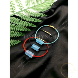 Vòng tay lu thống đá aquamarine chạm kim tiền HANMYNGHE