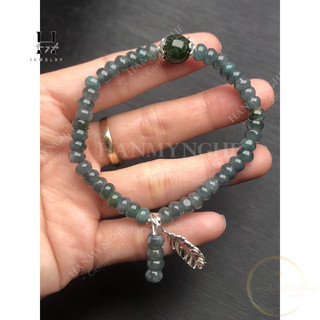 Vòng tay đá lam ngọc 6 mm bánh xe mix charm bạc HANMYNGHE