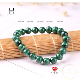 Vòng tay phong thủy lông công malachite 8mm