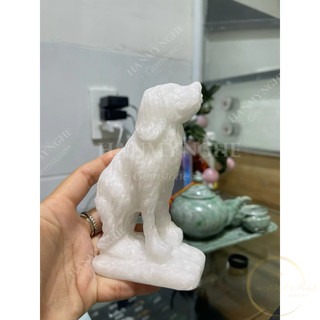 Chó đá non nước tự nhiên nguyên khối cao 12 cm HANMYNGHE