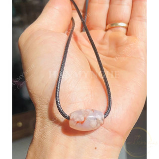 Mặt dây chuyền lu thống đá mã não hoa anh đào khoan lỗ 3mm