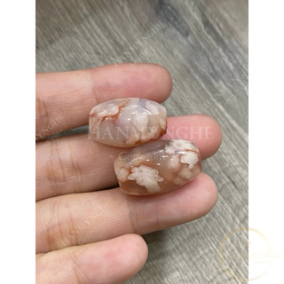 Mặt dây chuyền lu thống đá mã não hoa anh đào khoan lỗ 3mm