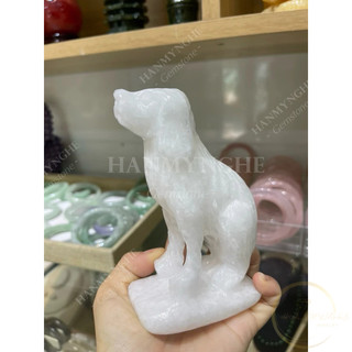 Chó đá non nước tự nhiên nguyên khối cao 12 cm HANMYNGHE