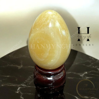 Quả trứng đá ngọc hoàng long cao 9 cm kèm đế gỗ HANMYNGHE
