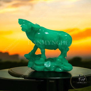 Tượng con trâu bột đá đúc dài 20 cm HANMYNGHE