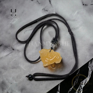 Mặt dây chuyền kỳ lân đá ngọc hoàng long kèm dây đeo HANMYNGHE