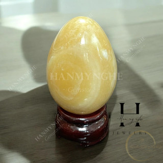 Quả trứng đá ngọc hoàng long cao 9 cm kèm đế gỗ HANMYNGHE