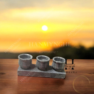 Bộ 3 ly nước thờ đá non nước tự nhiên nguyên khối HANMYNGHE