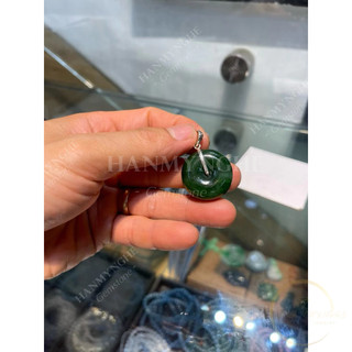 Mặt dây chuyền đồng điếu đá ngọc bích tự nhiên 2.6 cm HANMYNGHE