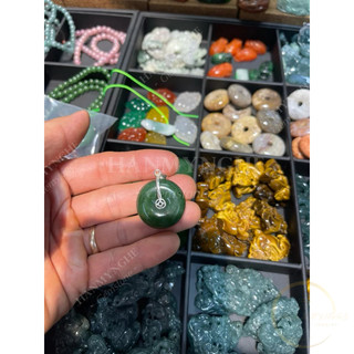 Mặt dây chuyền đồng điếu đá ngọc bích tự nhiên 2.6 cm HANMYNGHE