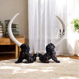 Cặp ngà bột đá trơn cao 70cm HANMYNGHE