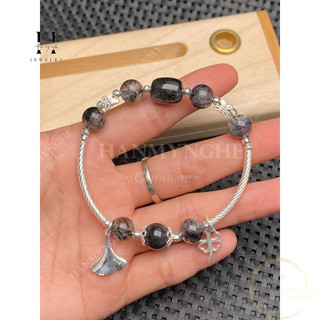 Vòng tay đá phong thuỷ mix charm bạc HANMYNGHE