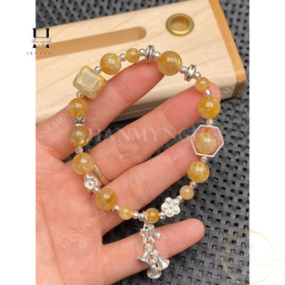 Vòng tay đá phong thuỷ mix charm bạc HANMYNGHE