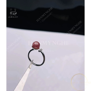 Nhẫn đá thạch anh dâu tây hồng freesize HANMYNGHE