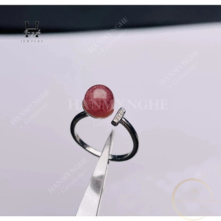 Nhẫn đá thạch anh dâu tây hồng freesize HANMYNGHE