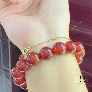 Vòng tay đá mã não đỏ tự nhiên 12 mm HANMYNGHE