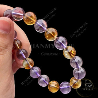 Vòng tay đá thạch anh tím mix thạch anh vàng HANMYNGHE