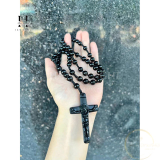 Vòng cổ mân côi đá obsidan HANMYNGHE