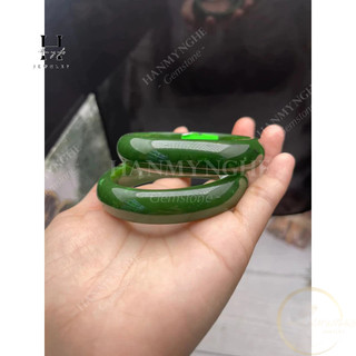 Vòng tay đá ngọc bích tự nhiên kèm giấy kiểm định đá quý HANMYNGHE