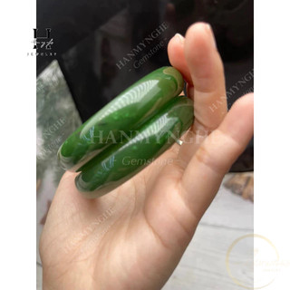 Vòng tay đá ngọc bích tự nhiên kèm giấy kiểm định đá quý HANMYNGHE