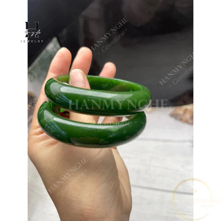 Vòng tay đá ngọc bích tự nhiên kèm giấy kiểm định đá quý HANMYNGHE