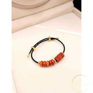 Vòng tay ngũ điếu mix lu thống chạm kim tiền đá ngọc cẩm thạch huyết HANMYNGHE