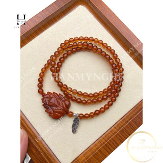 Vòng tay quấn 3 vòng đá garnet mix hồ ly HANMYNGHE